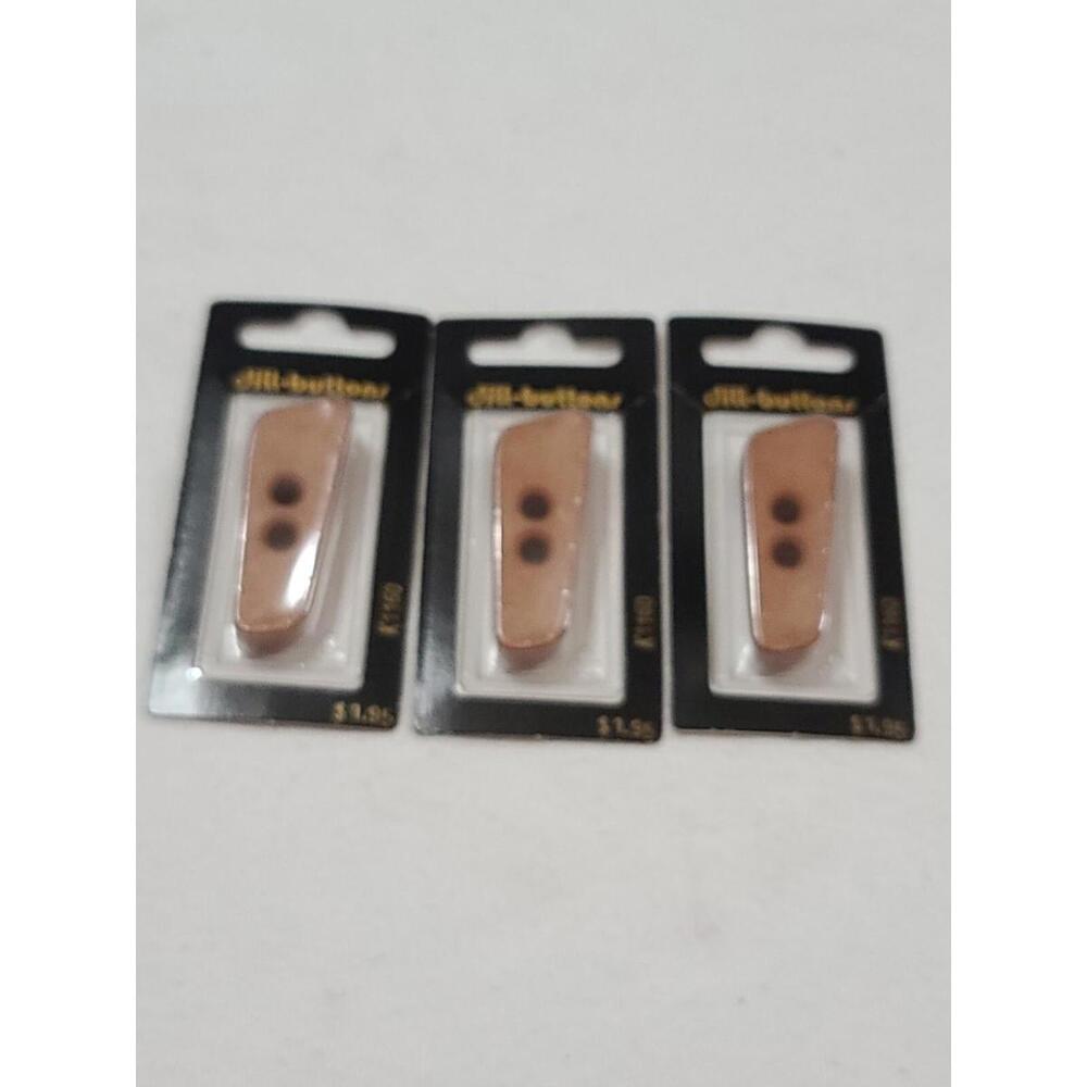 Dill Buttons Toggle Buttons 3 Wood-look Plastic? Brown 2-Hole 2" Sew/Craft NOS